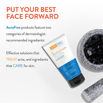 AcneFree Blackhead Removing Exfoliating Scrub — 2% Salicylic Acid, Charcoal & Jojoba (Pack of 2)