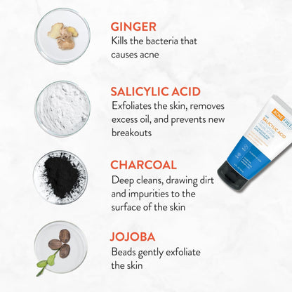 AcneFree Blackhead Removing Exfoliating Scrub — 2% Salicylic Acid, Charcoal & Jojoba (Pack of 2)