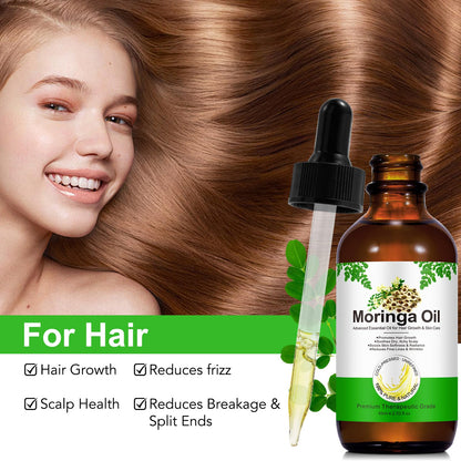 Acorn + Oak Premium Organic Moringa Oil – Cold-Pressed, Unrefined, 2 fl oz