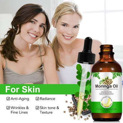 Acorn + Oak Premium Organic Moringa Oil – Cold-Pressed, Unrefined, 2 fl oz