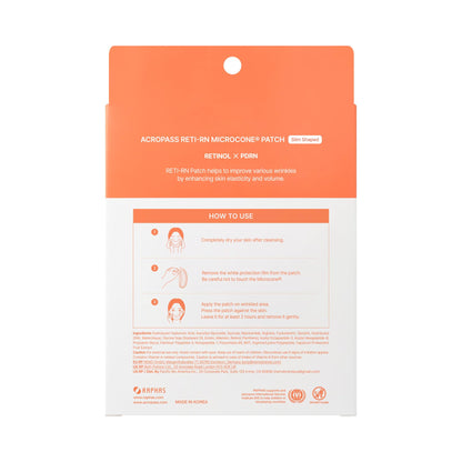 Acropass RETI-RN Microcone Patches | Deep Wrinkles, PDRN 10,000 ppm, Retinol 3,300 IU/g, Hyaluronic Acid – Slim Type (6 Count)