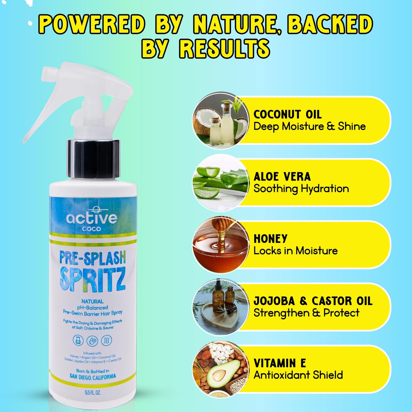 Active COCO Pre-Swim Hair Protection Spray – Chlorine, Salt Water & Heat Shield