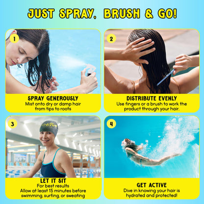 Active COCO Pre-Swim Hair Protection Spray – Chlorine, Salt Water & Heat Shield