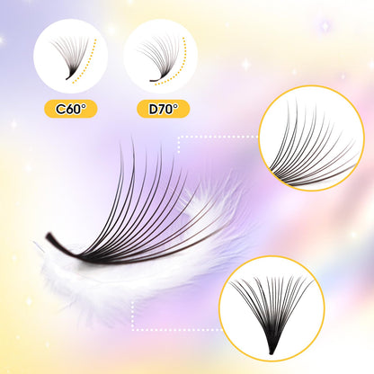ACTROL 800 Premade Lash Fans – 10D D Curl Middle Stem, 8-15mm Mixed Length Box