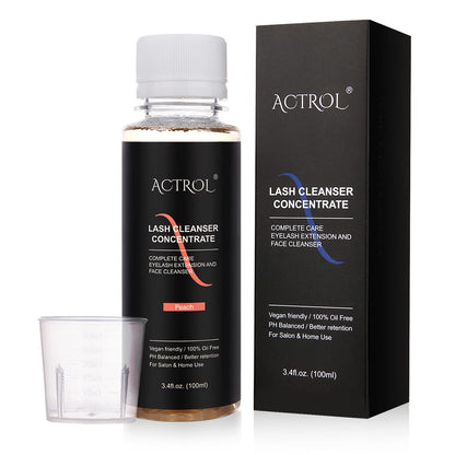 ACTROL Eyelash Cleanser Concentrate 100ml – Peach Foaming Lash Shampoo for Extensions