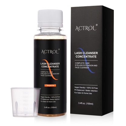 ACTROL Eyelash Cleanser Concentrate 100ml – Tangerine Foaming Lash Shampoo for Extensions (Paraben & Sulfate Free) – Makes 20 Bottles