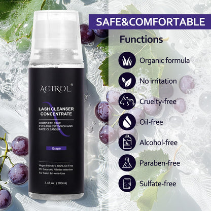 ACTROL Eyelash Cleanser Concentrate 100ml – Pro Lash Shampoo for Extensions