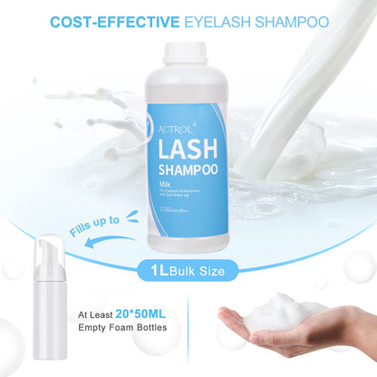 ACTROL Eyelash Extension Cleanser Milk 1L – Natural, Paraben & Sulfate Free