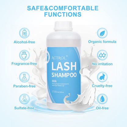 ACTROL Eyelash Extension Cleanser Milk 1L – Natural, Paraben & Sulfate Free