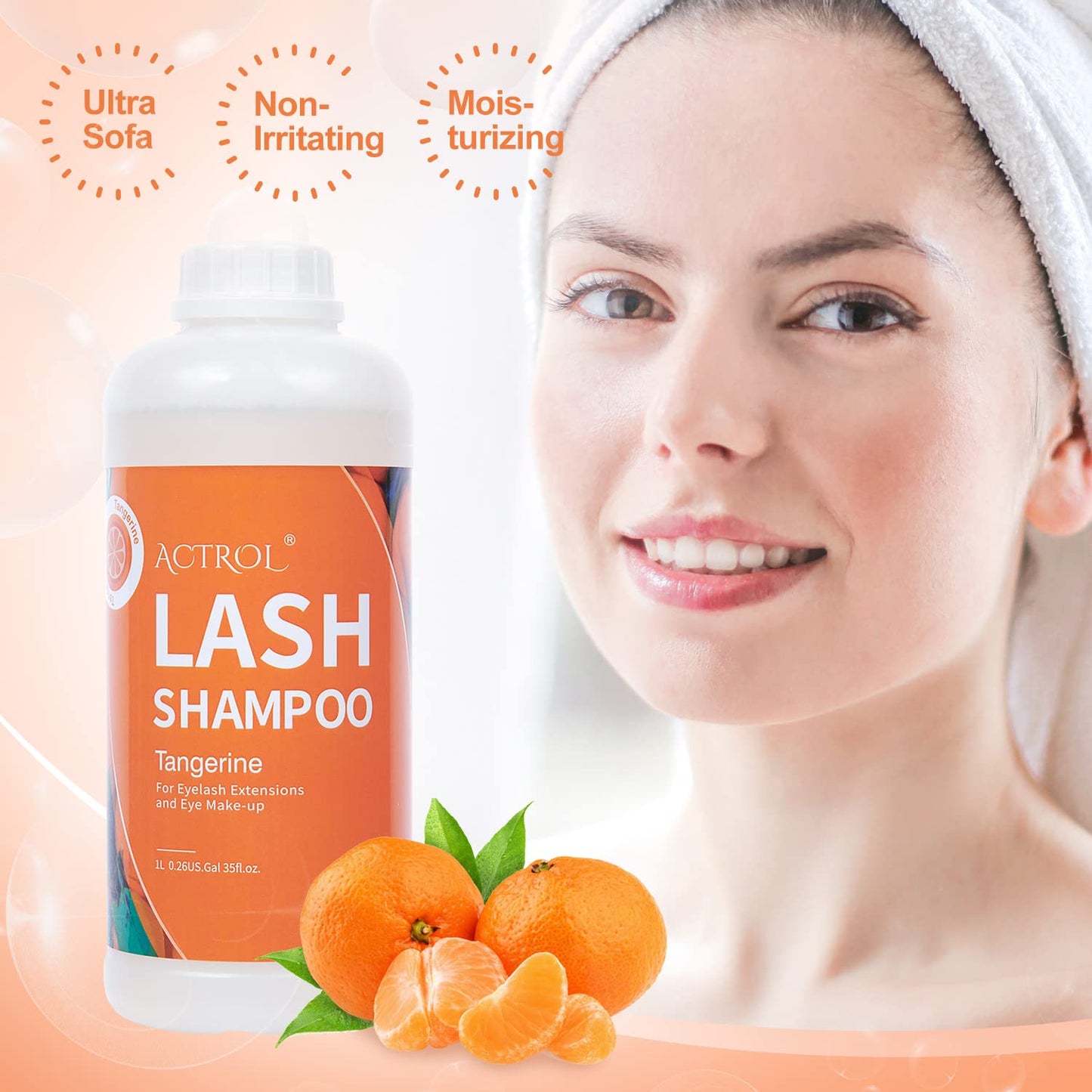 ACTROL Eyelash Extension Cleanser Tangerines 1L – Gentle, Paraben & Sulfate Free