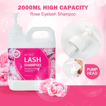 ACTROL Eyelash Extension Cleanser Rose – 2L Natural Lash Shampoo, Paraben & Sulfate Free for Salon and Home Care