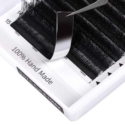 ACTROL W Eyelash Extensions 6D Volume 0.07D Curl 8-15mm Mix – Easy Fan W-Shaped Premades (Black)