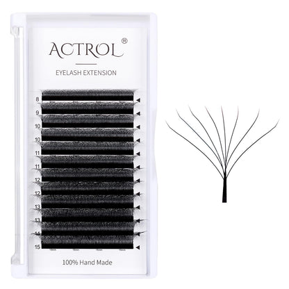 ACTROL W Eyelash Extensions 8D Volume 0.07D Curl 8-15mm Mix – Easy Fan W-shaped Premades