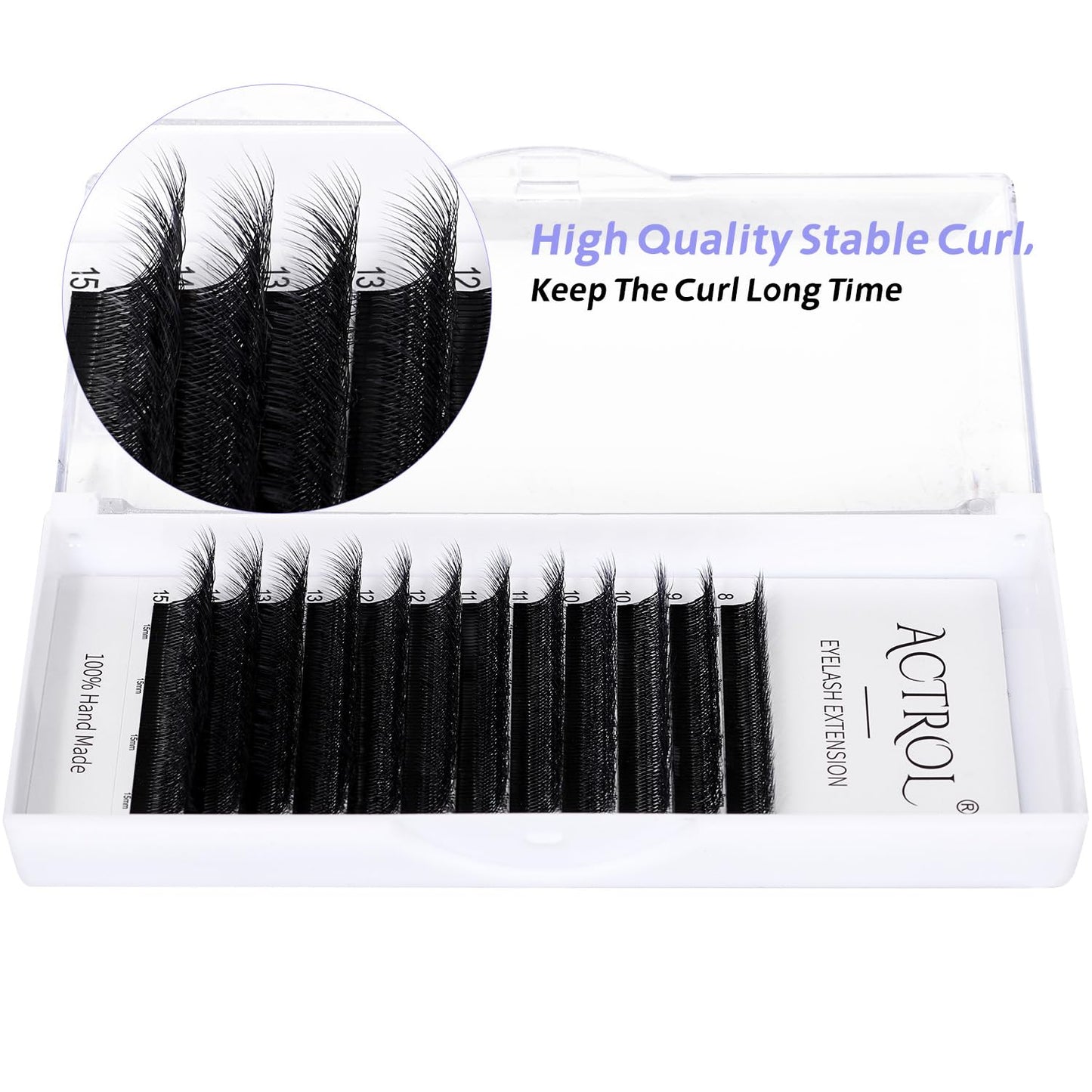 ACTROL W Eyelash Extensions 8D Volume 0.07D Curl 8-15mm Mix – Easy Fan W-shaped Premades