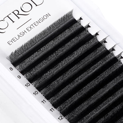 ACTROL W Eyelash Extensions 6D Volume 0.07D Curl 8-15mm Mix – Easy Fan W-Shaped Premades (Black)