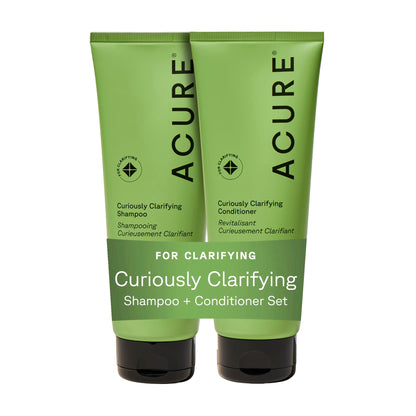 Acure Curiously Clarifying Shampoo & Conditioner Set – Daily Deep Cleansing & Hydration for All Hair Types | 8 fl oz (2 Pack)