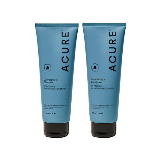 Acure Daily Workout Watermelon Shampoo & Conditioner — Lightweight Hydration, Color Safe, 8 fl oz