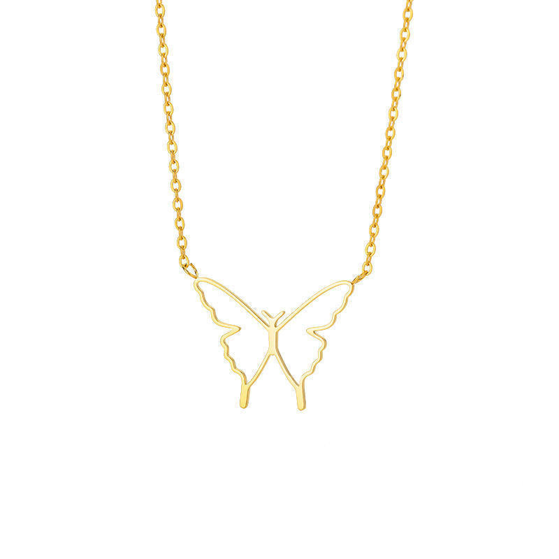 Hollow Butterfly Wings Pendant Necklace