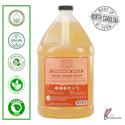 Adams Handmade Soap Thick Organic Castile Liquid Hand Soap 1 Gallon Refill – Cinnamon Spice