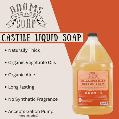 Adams Handmade Soap Thick Organic Castile Liquid Hand Soap 1 Gallon Refill – Cinnamon Spice