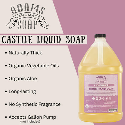 Adams Handmade Soap Thick Organic Castile Liquid Hand Soap – Lavender 1 Gallon Refill