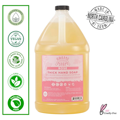 Adams Handmade Soap Thick Organic Castile Hand Soap – Rose, 1 Gallon Refill