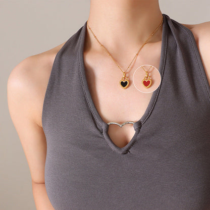 Double-Sided Color Heart-Shaped Necklace