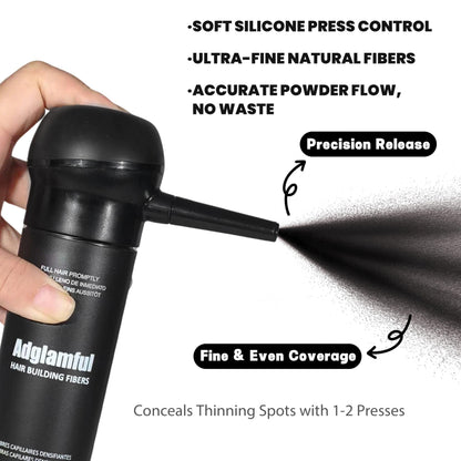 Adglamful Hair Fibers for Thinning Hair – Lightweight Building Fibers with Spray Applicator (Light Brown, 30g)