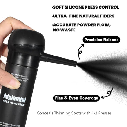 Adglamful Hair Fibers for Thinning Hair — Undetectable Coverage (Black, 30g)