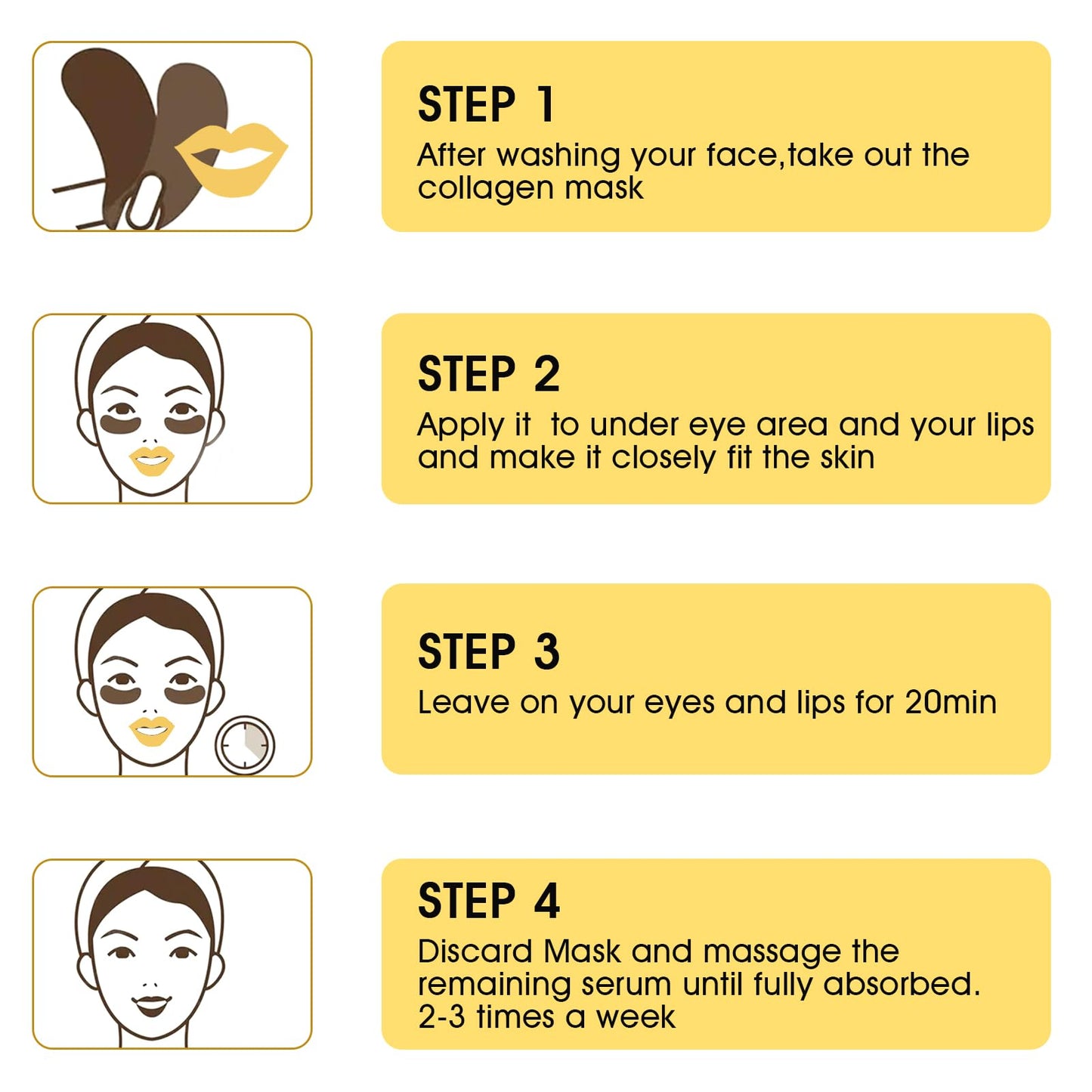 Adofect Collagen Lip & Eye Mask Set – Hydrating, Revitalizing (40 Pairs)