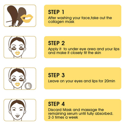 Adofect Collagen Lip & Eye Mask Set – Hydrating, Revitalizing (40 Pairs)
