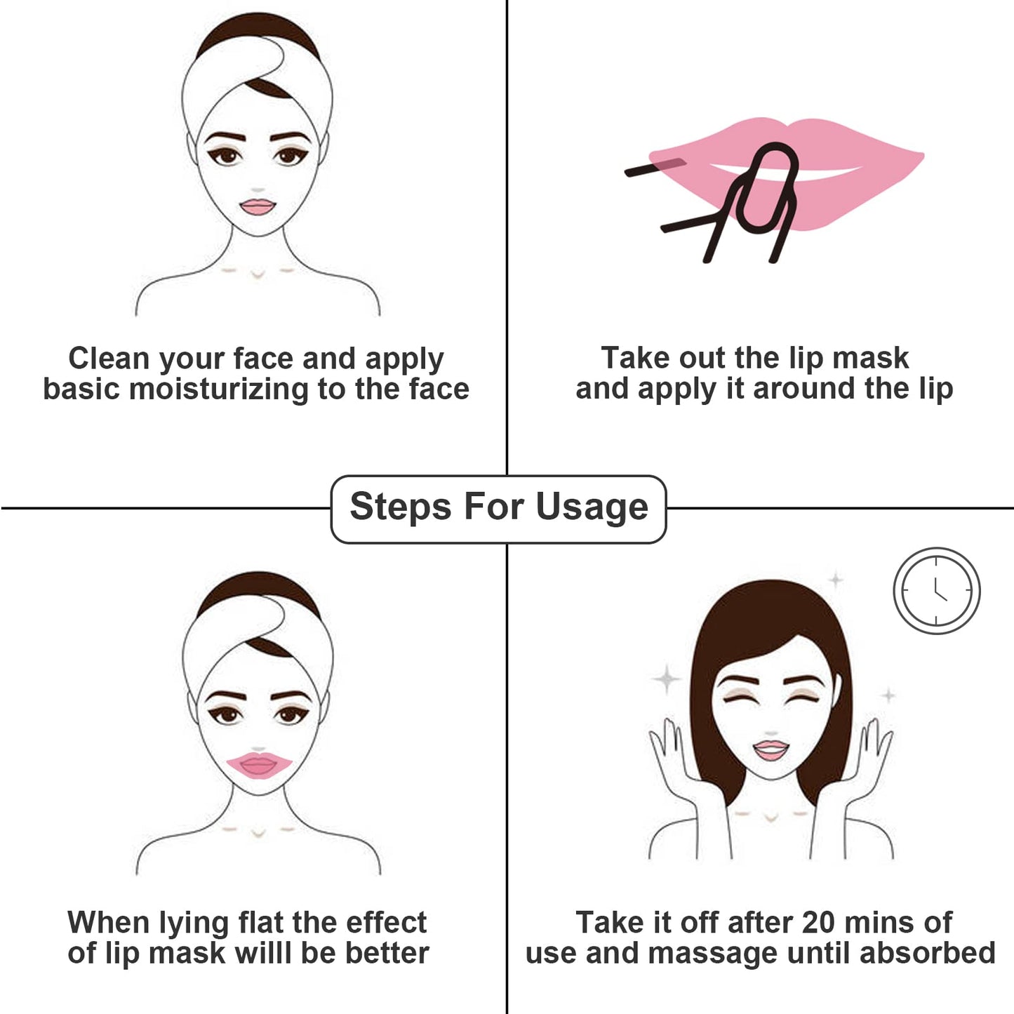 Adofect Peach Collagen Lip Masks — 30 Pieces Crystal Gel Patches for Lips, Anti-Chapped & Age-Defying, Rose Red