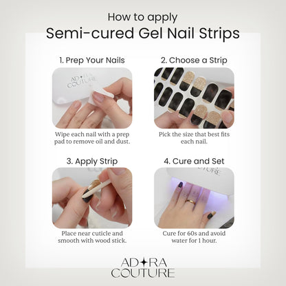 Adora Couture Semi-Cured Gel Nail Strips – Mystic Midnight | Salon-Quality at Home