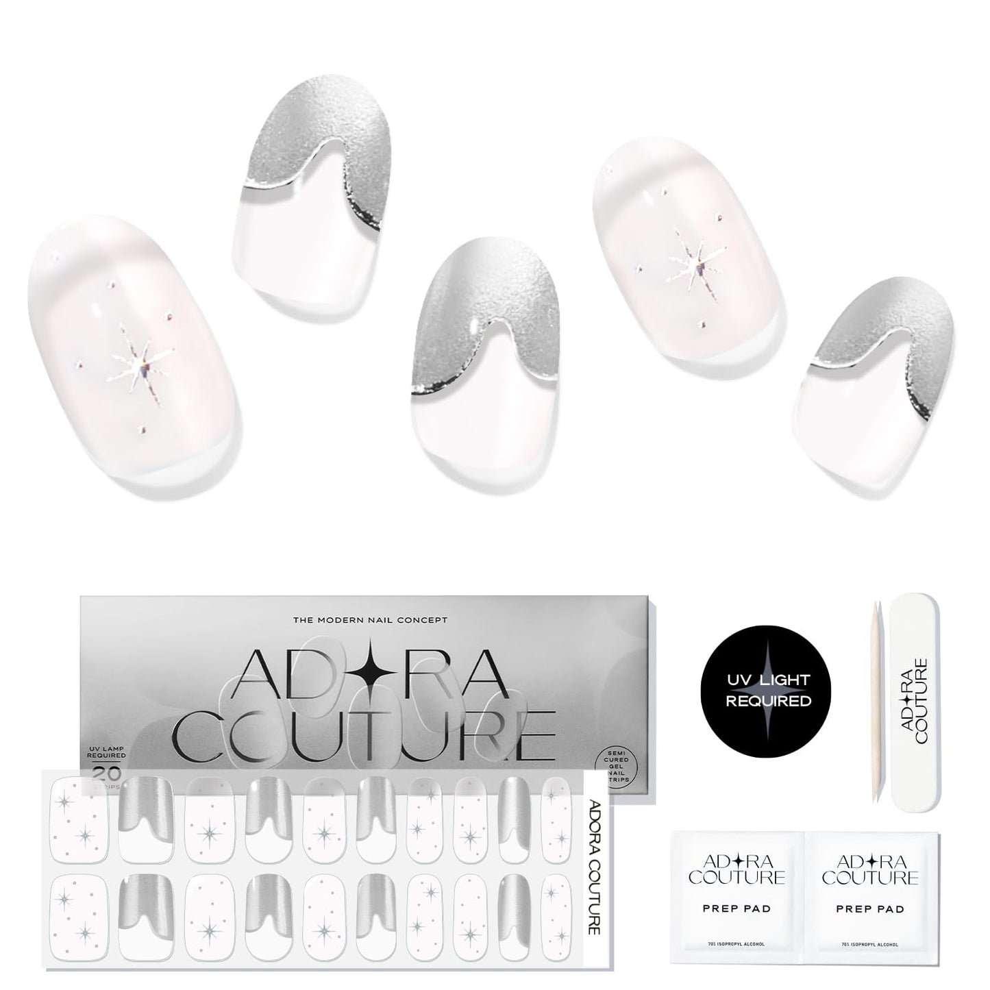 Adora Couture Semi Cured Gel Nail Strips – 30 Pieces (Pink Prophecy) | UV Light Required