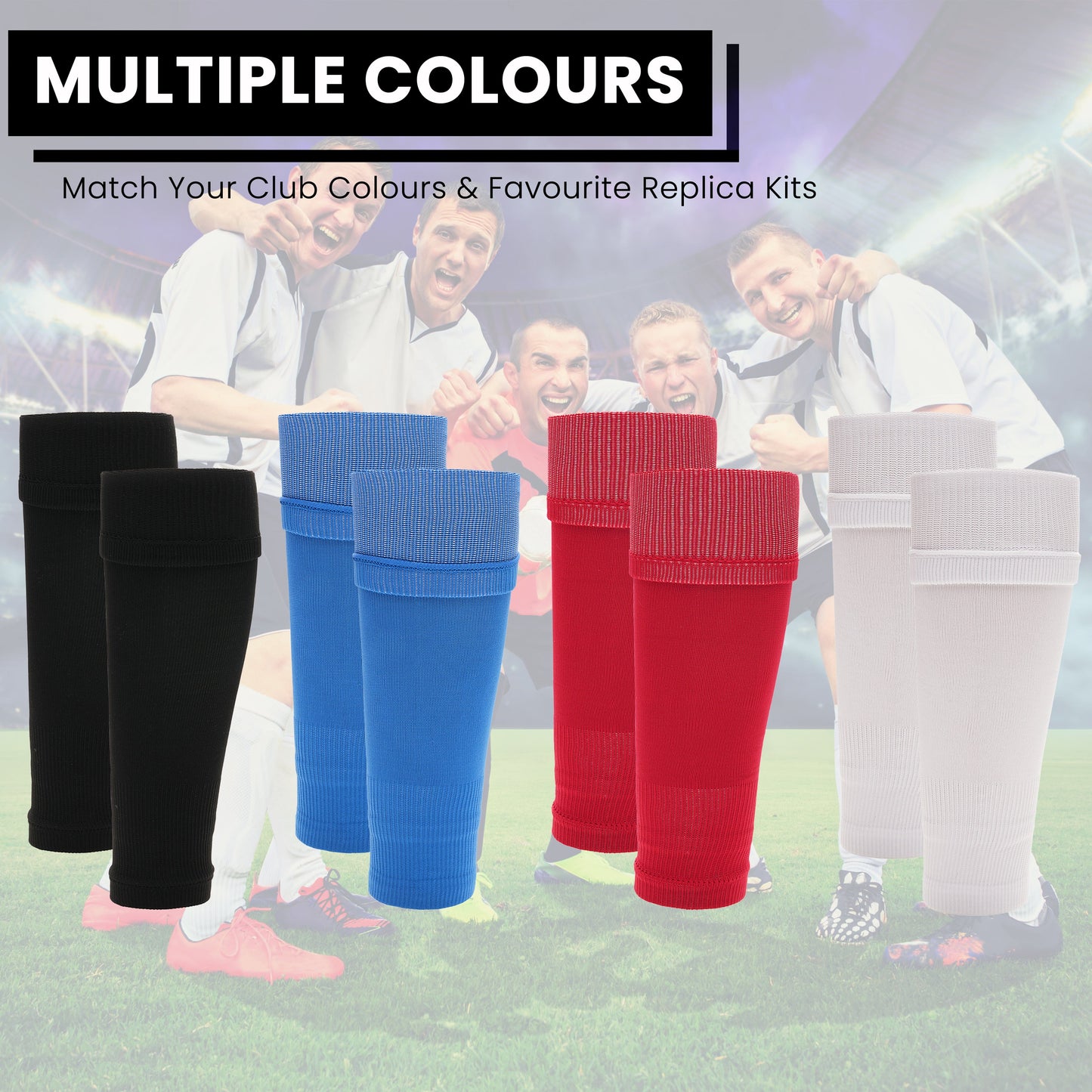 Adults Red Football Leg Sleeve Socks Compression Support Fits Over Shin Pads Breathable & Secure for Training Running by Sock Stack