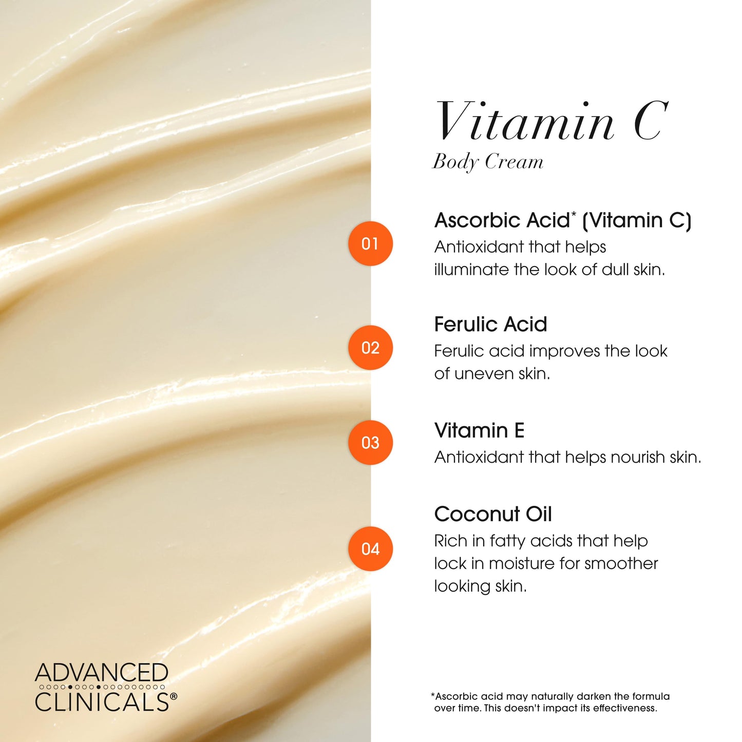 Advanced Clinicals Retinol Body Cream + Vitamin C Body Lotion 2pc Set – Firm, Brighten, Hydrate