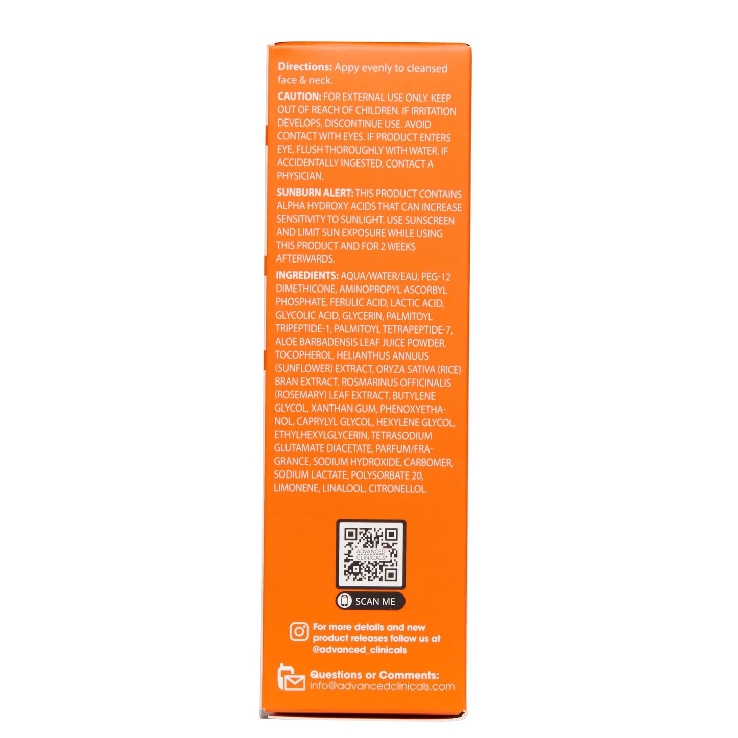 Advanced Clinicals Brightening Vitamin C Serum with Glycolic & Lactic Acid – 2-Pack | Face & Eye Serum