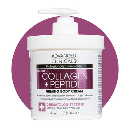 Advanced Clinicals Collagen Peptides Body Lotion & Face Moisturizer – Hydration for Crepey Skin | 16 oz