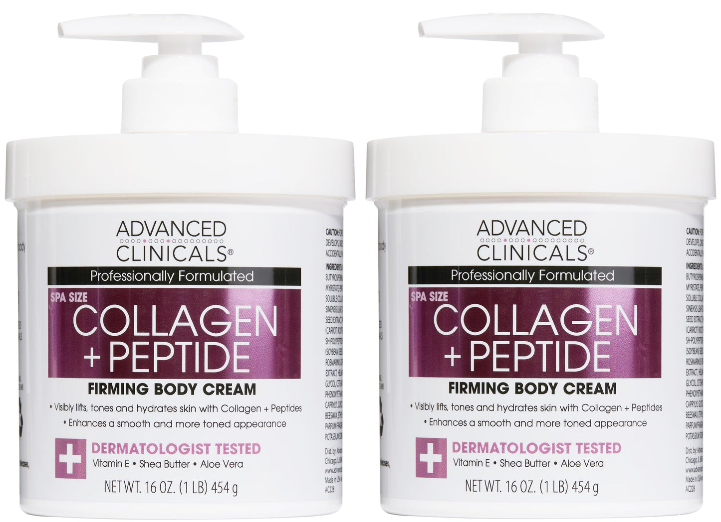 Advanced Clinicals Collagen Peptides Body Lotion & Face Moisturizer – 2-Pack