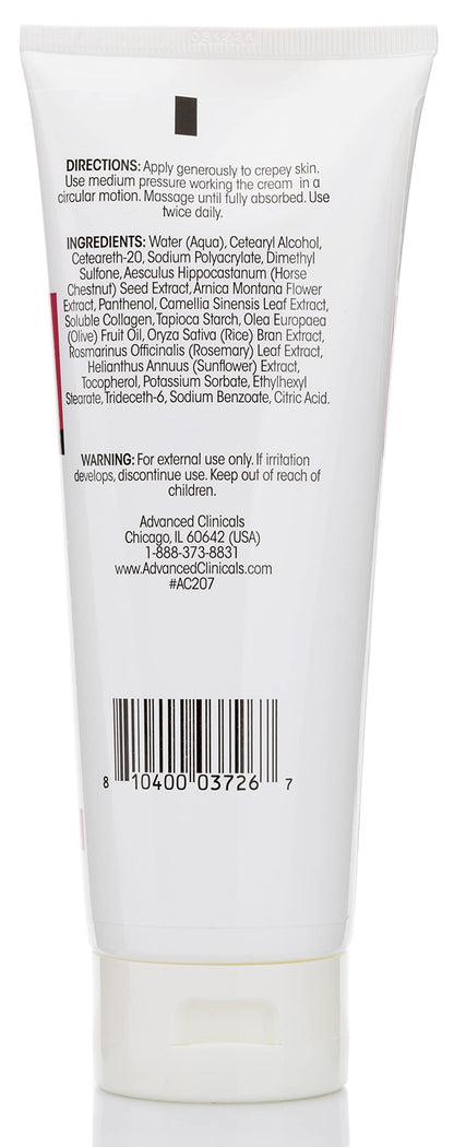 Advanced Clinicals Crepey Skin Treatment Body Lotion — Fragrance-Free Collagen Cream with Vitamin E, Arnica & Horse Chestnut, 8 oz