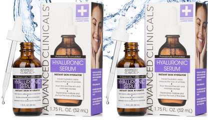 Advanced Clinicals Hyaluronic Acid Serum for Face | Hydrating Serum 2-Pack