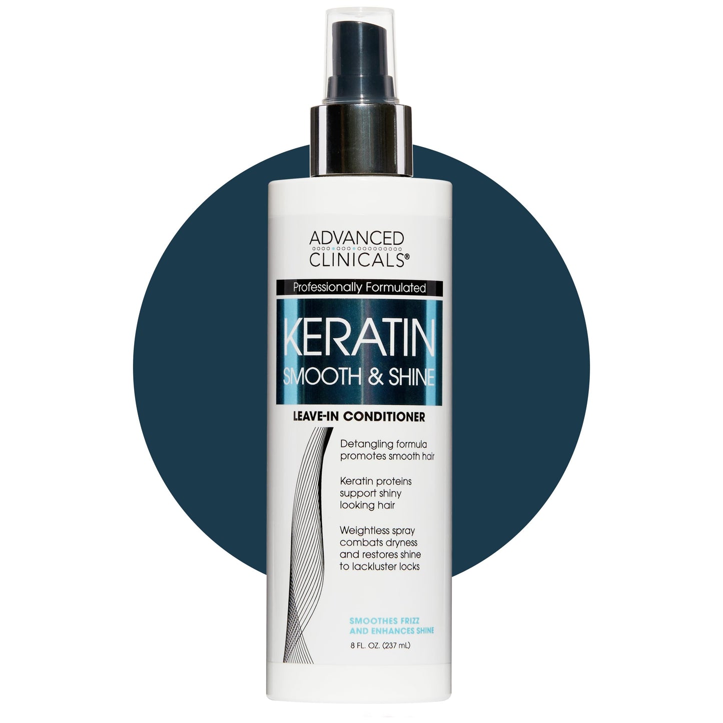 Advanced Clinicals Keratin Detangler Spray – Detangle, Shine & Strengthen Hair (8 oz)