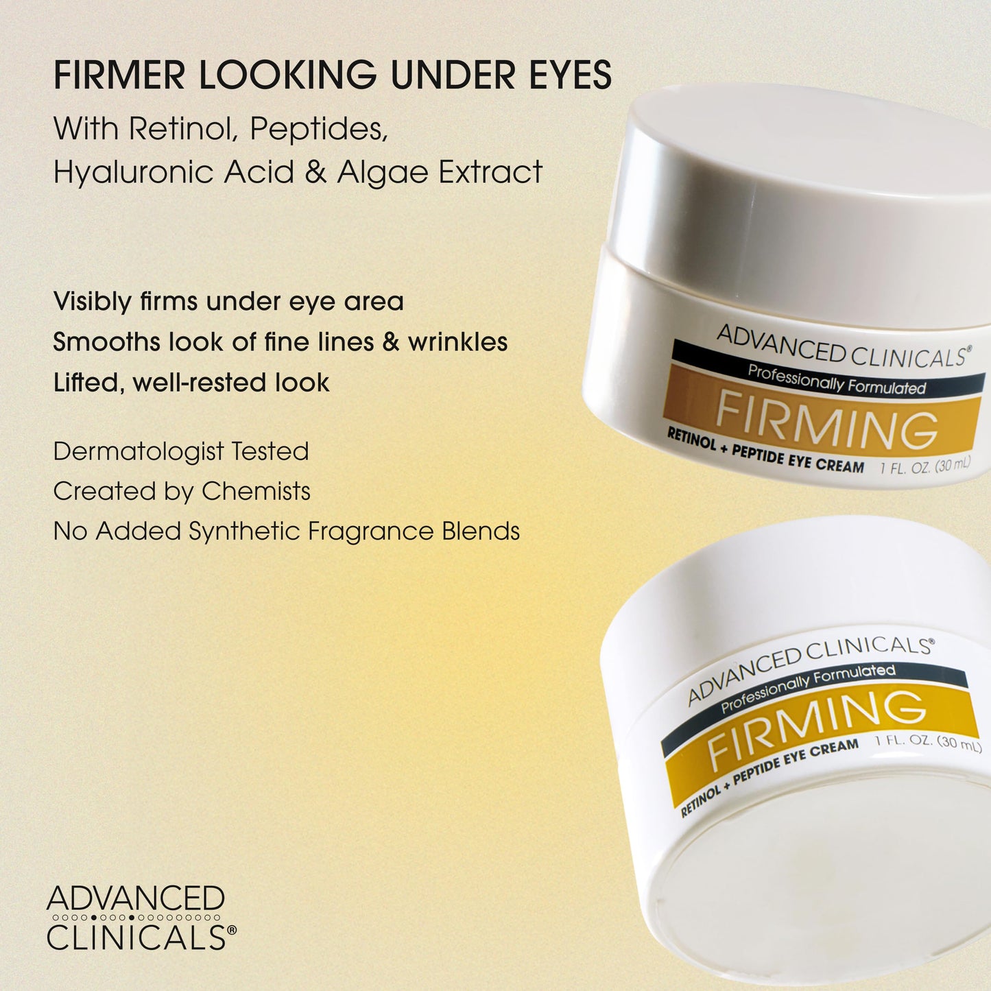 Advanced Clinicals Retinol Eye Balm + Peptides — Under-Eye Anti-Aging Cream, 1 Fl Oz