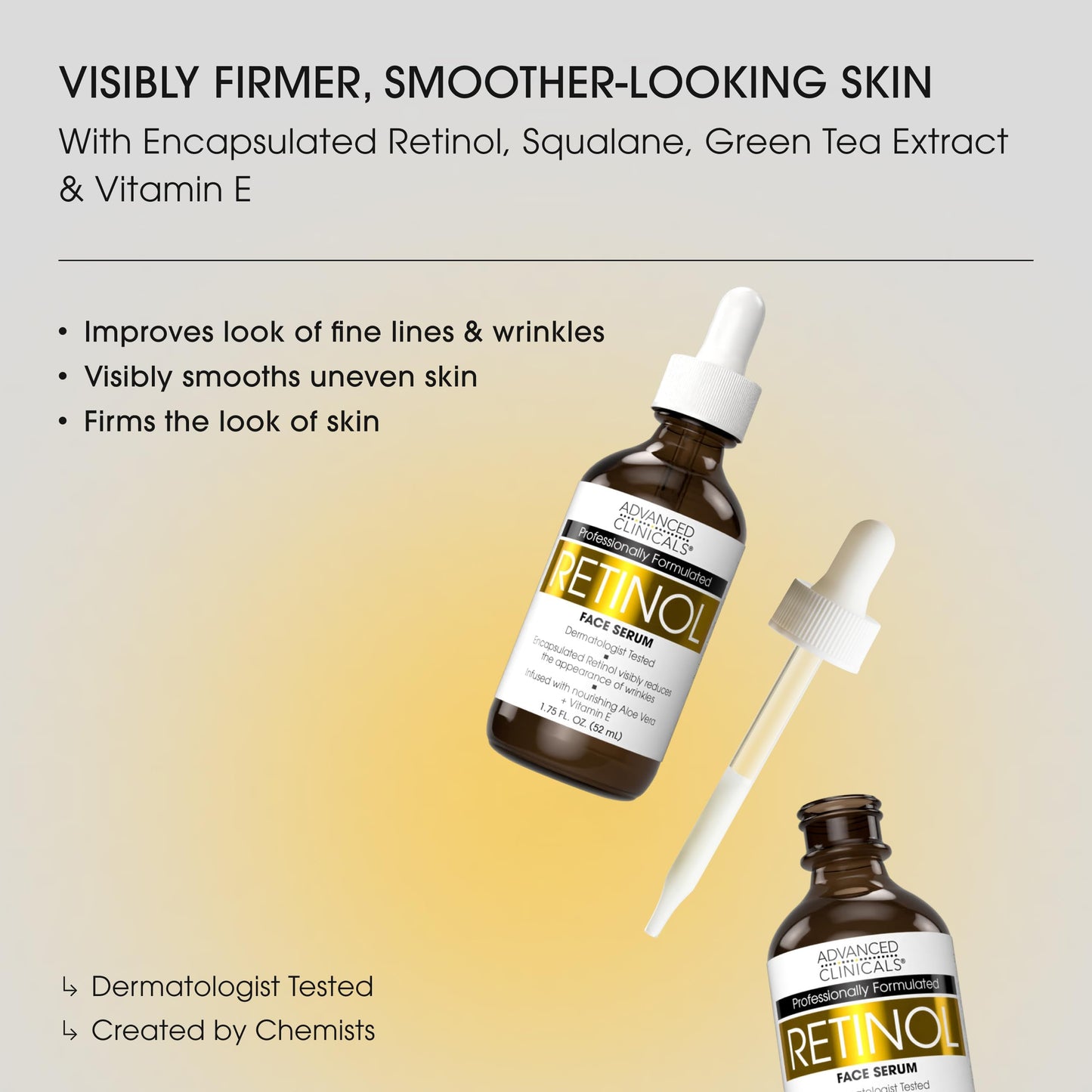 Advanced Clinicals Retinol Body Lotion + Retinol Serum 2-Piece Set for Women & Men | Visibly Smooths Fine Lines