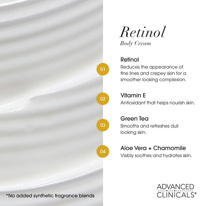 Advanced Clinicals Retinol Body Lotion + Retinol Serum 2-Piece Set for Women & Men | Visibly Smooths Fine Lines