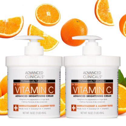 Advanced Clinicals Vitamin C Cream Body Lotion | Visibly Brightening Moisturizer, 2-Pack