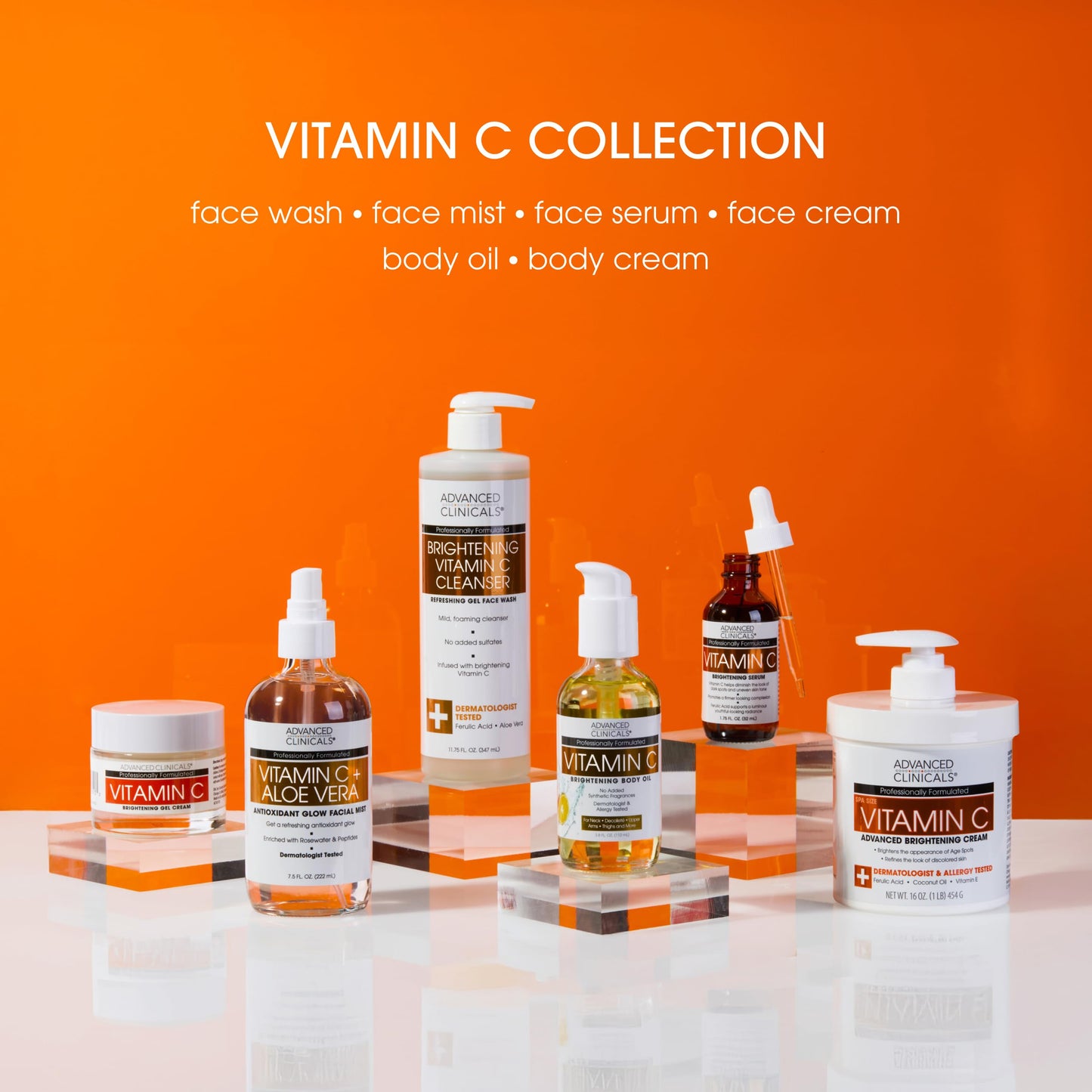 Advanced Clinicals Vitamin C Cream Body Lotion | Visibly Brightening Moisturizer, 2-Pack