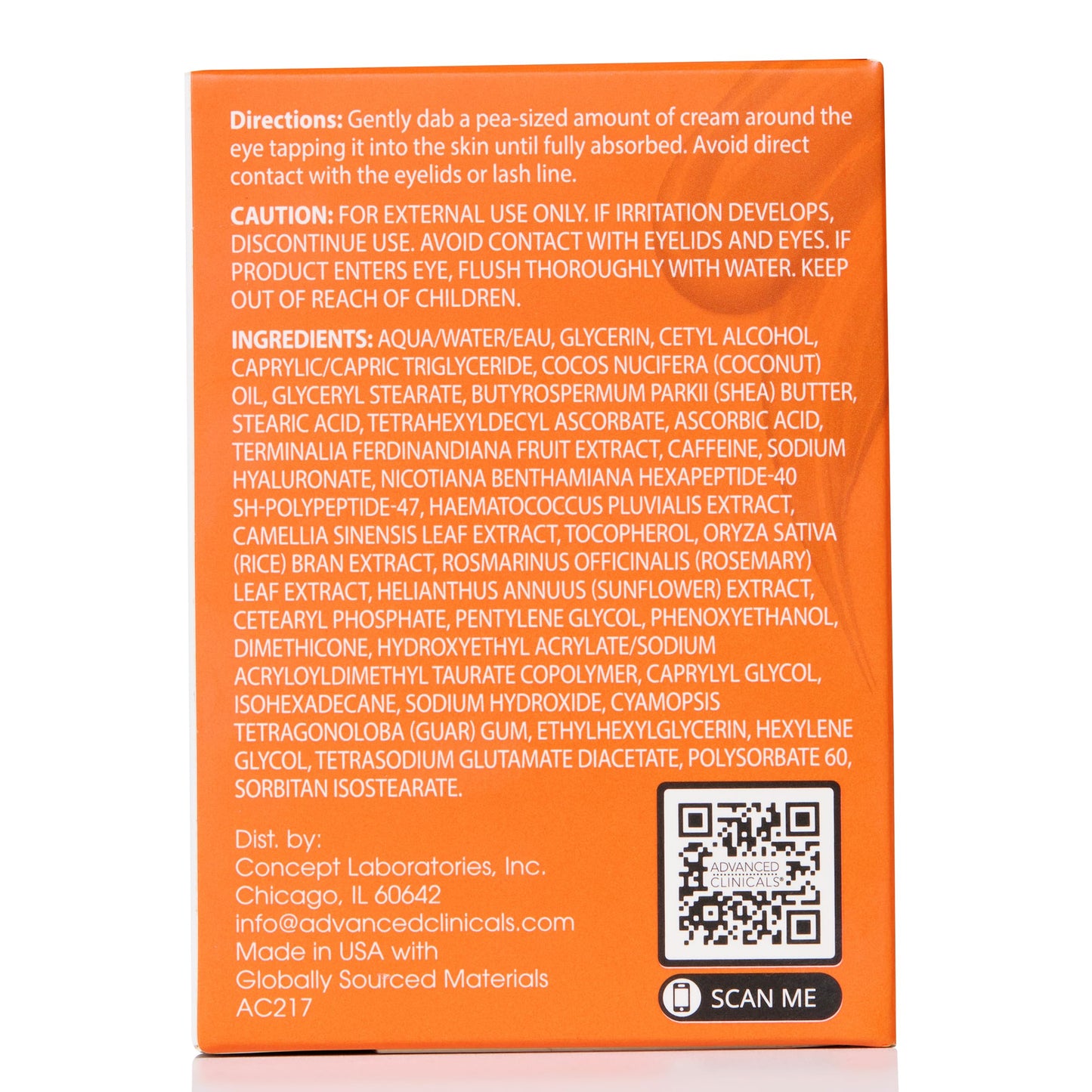 Advanced Clinicals Vitamin C + Caffeine Eye Balm | Hydrating Under Eye Cream, 1 fl oz