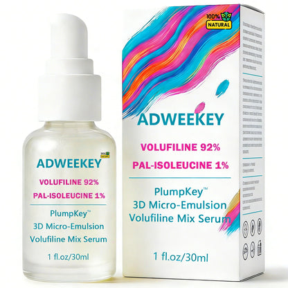 ADWEEKEY Volufiline 92% Serum with Beta-Glucan | PlumpKey 3D Micro-Emulsion, Pal-Isoleucine 1% | 1 oz / 30 mL Airless Pump