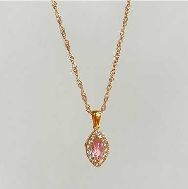 Olive Shaped Horse Eye Zircon Necklace